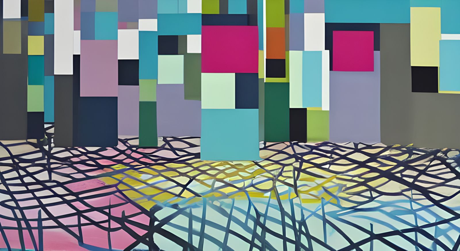 Abstract Colorfield Painting with Horizontal Stripes