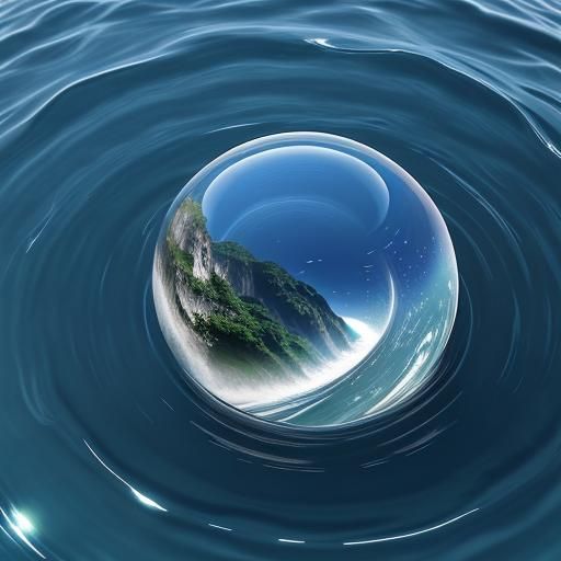 Water Sphere Bouncing: Macro Photograph of Refraction