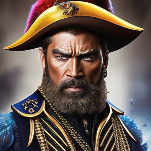 Detailed Pencil Sketch: Chuck Norris as Pirate