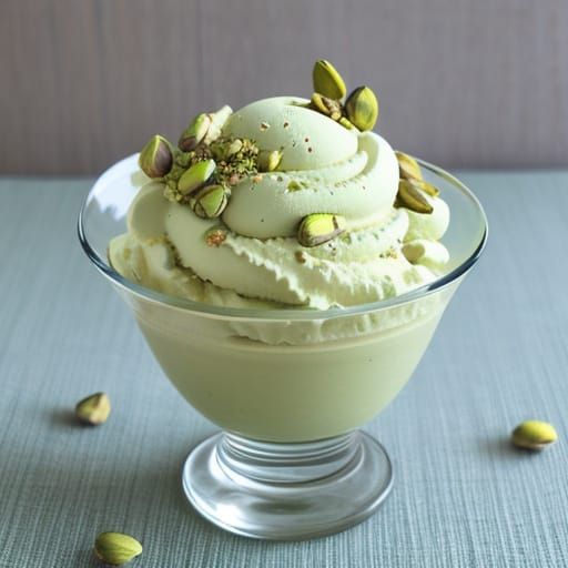 Creamy Pistachio Ice Cream in a Dreamy Landscape