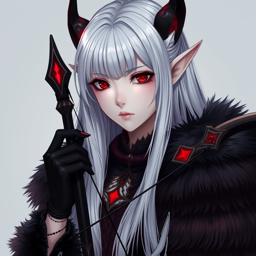 Ethereal Vampire Elf Maiden in Old-Fashioned Anime Style