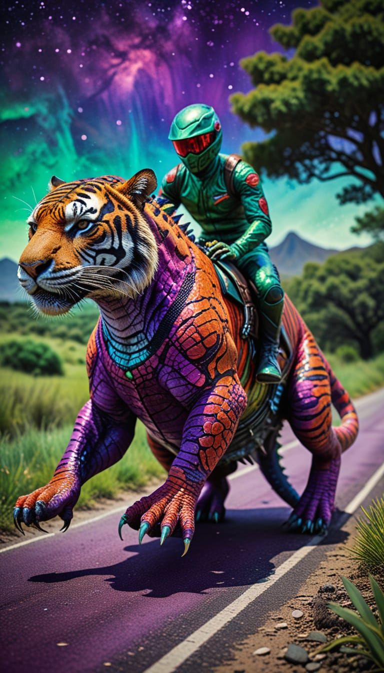 Ethereal Alien Rider Embarks on Whimsical Adventure in Vinta...