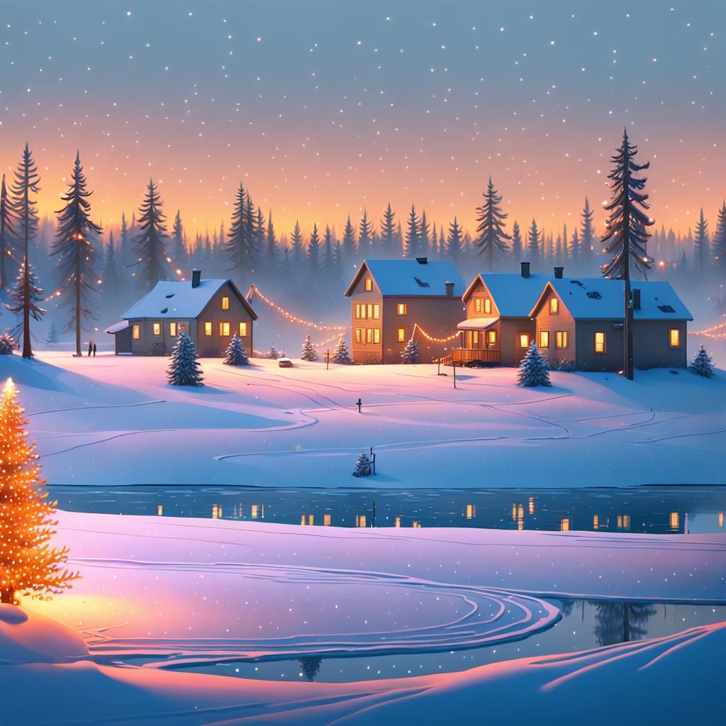 Serene Winter Wonderland Under Golden Hour