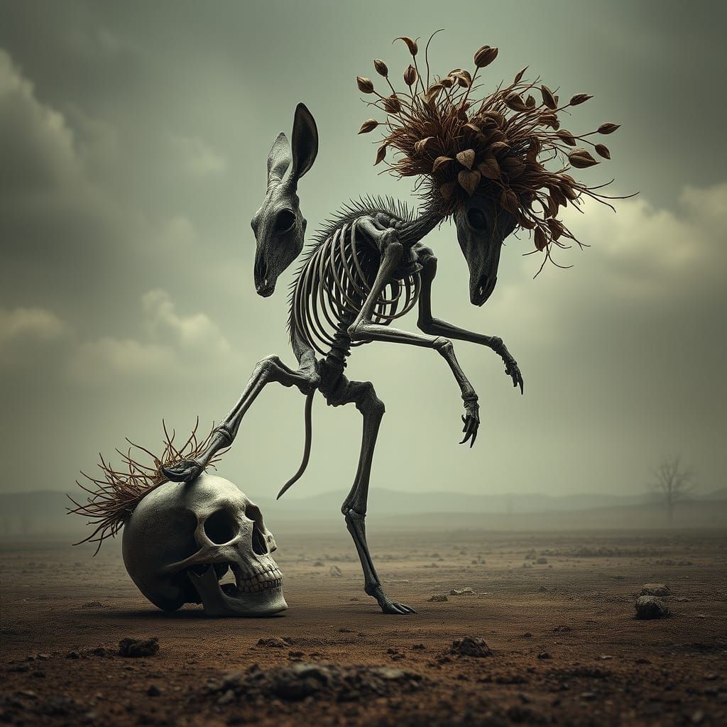 Ethereal Burro in a Haunting, Surreal Landscape