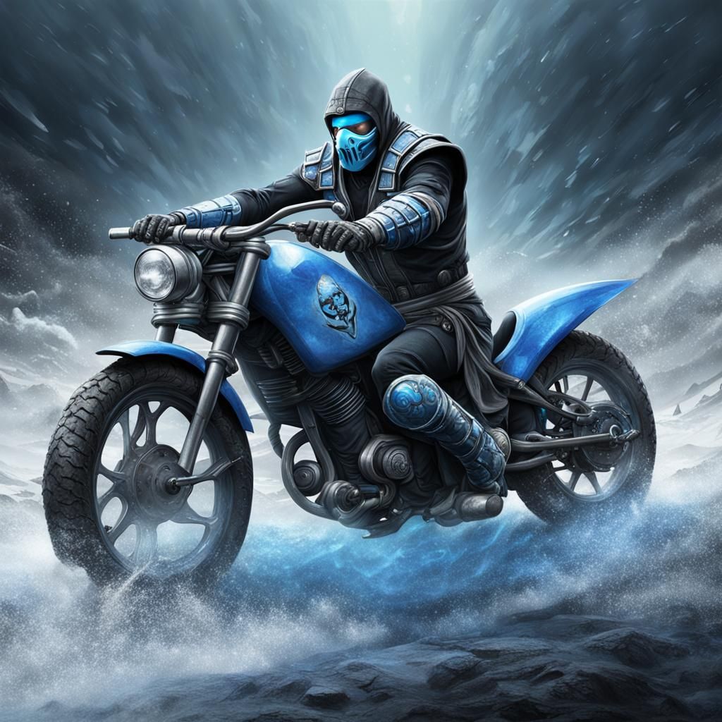 Blue Skull Ninja Motorbike: A Digital Art Fusion