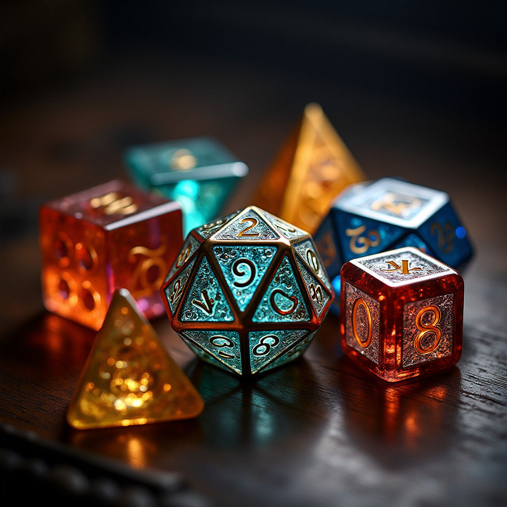 Stained Glass Window of Ornate Gaming Dice