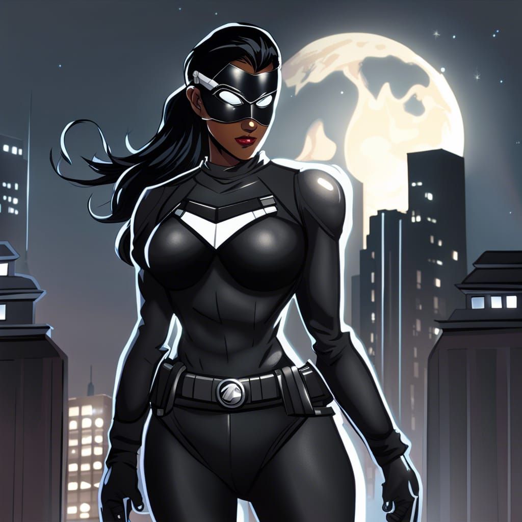 Indian Superheroine on Rooftop at Night