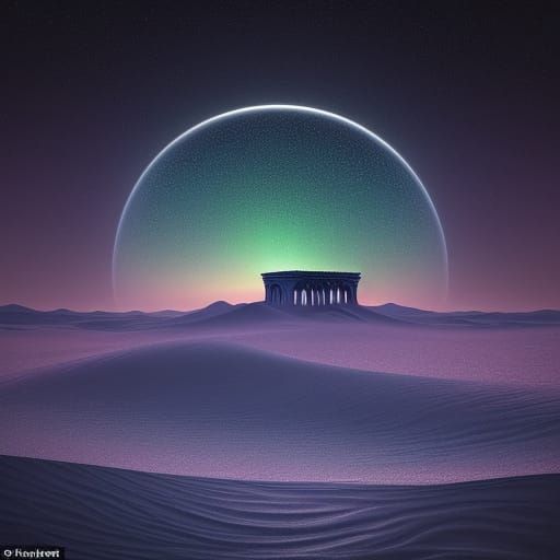 Surreal Landscape of Eternity: Celestial Desert Meets Shimme...