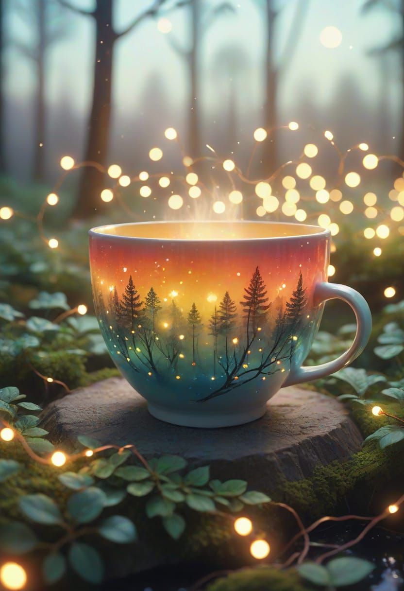 Alice and Peter Pan in Dreamy Watercolor Forest