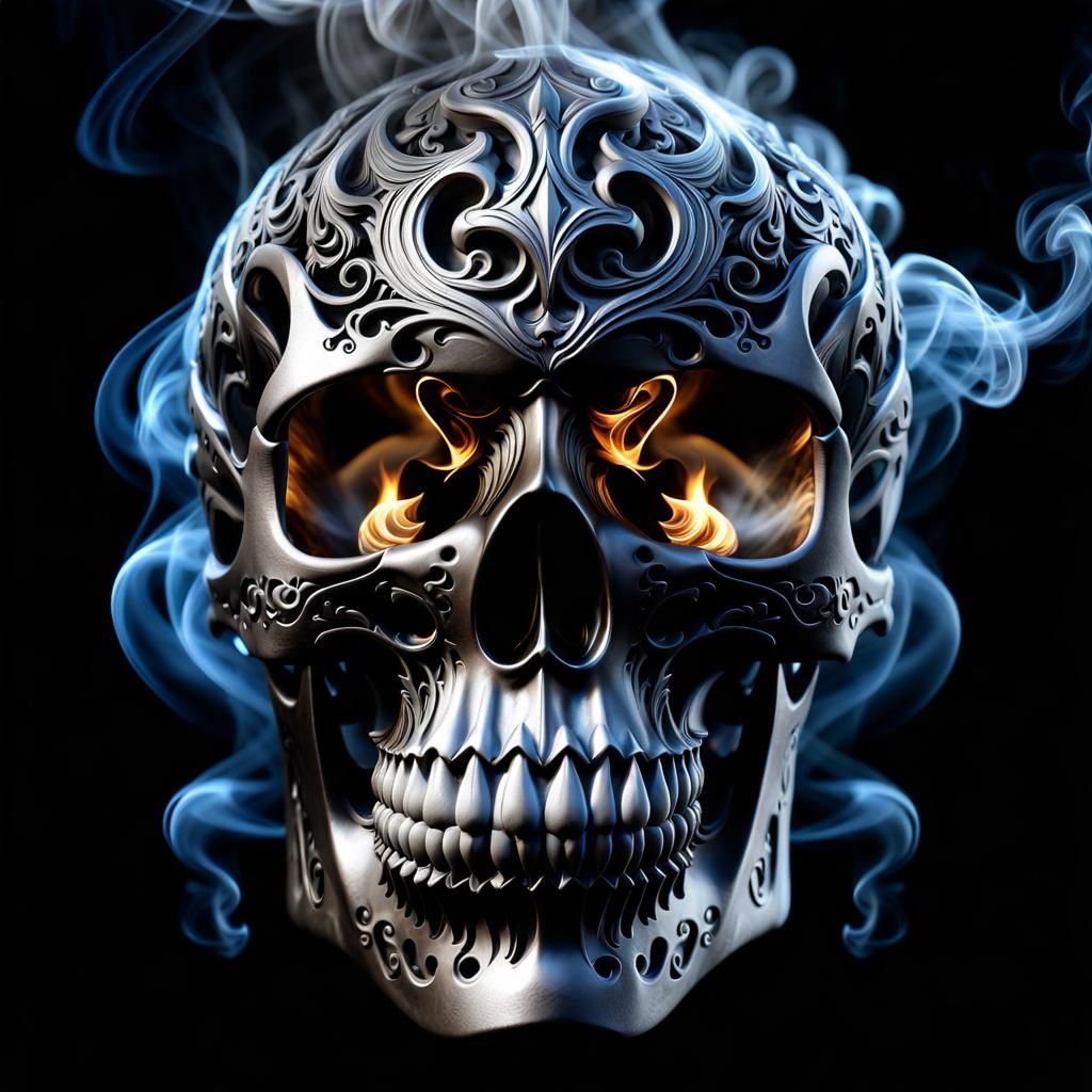 Ethereal Vapor Skull Emanating Dreamcore Smoke in Ultra HD