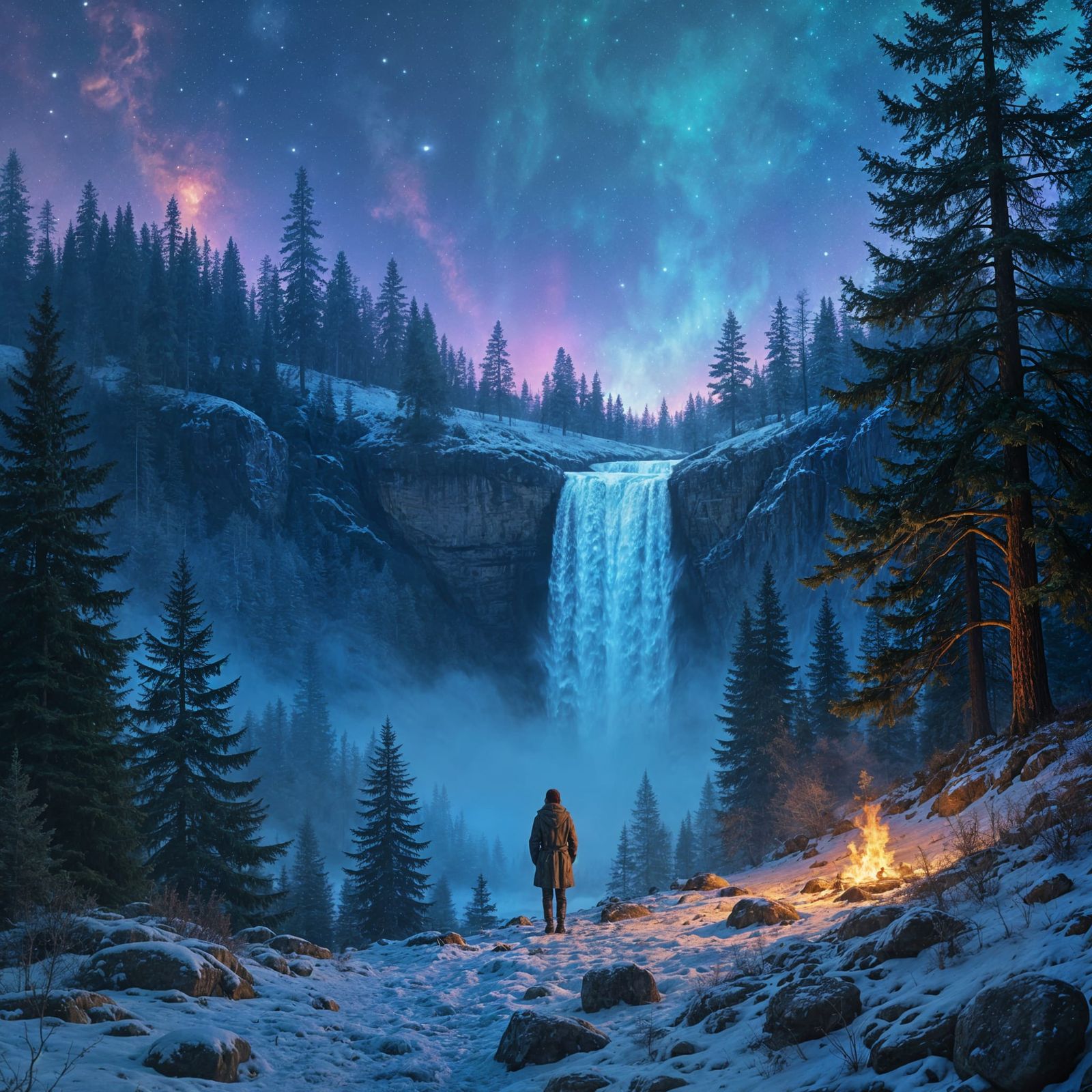 Fae-Forest: A Winter Night Fantasy in Vibrant Colors