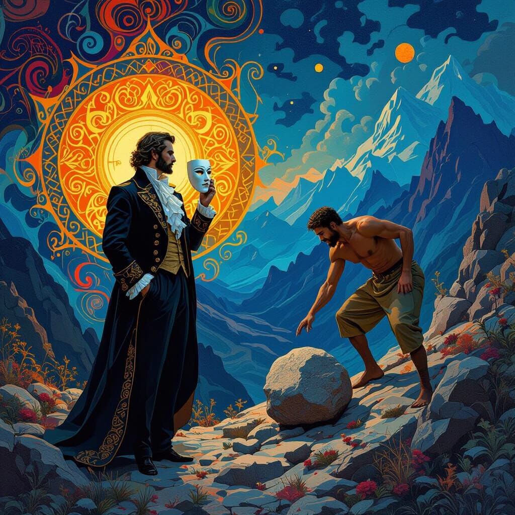 Philosophical Juxtaposition in Detailed Fantasy Art