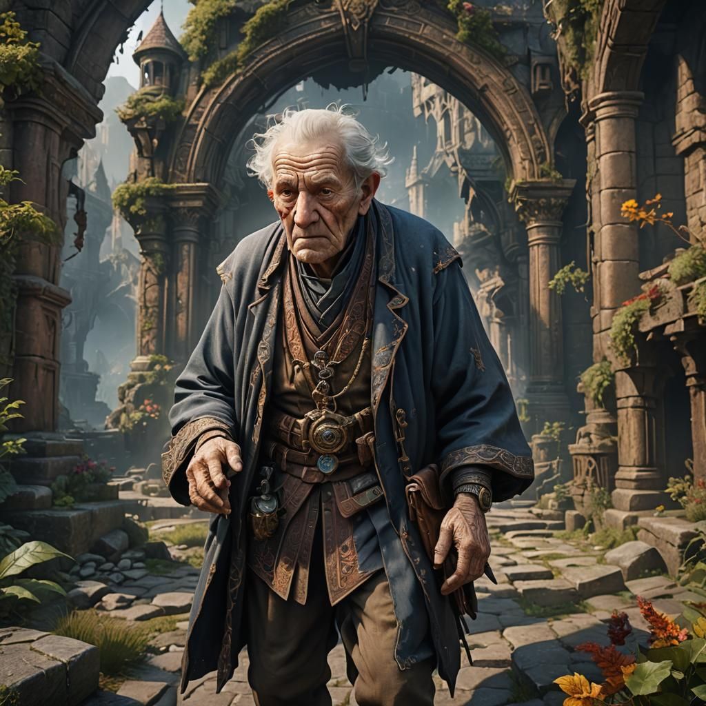 Detailed Matte Painting of an Old Person