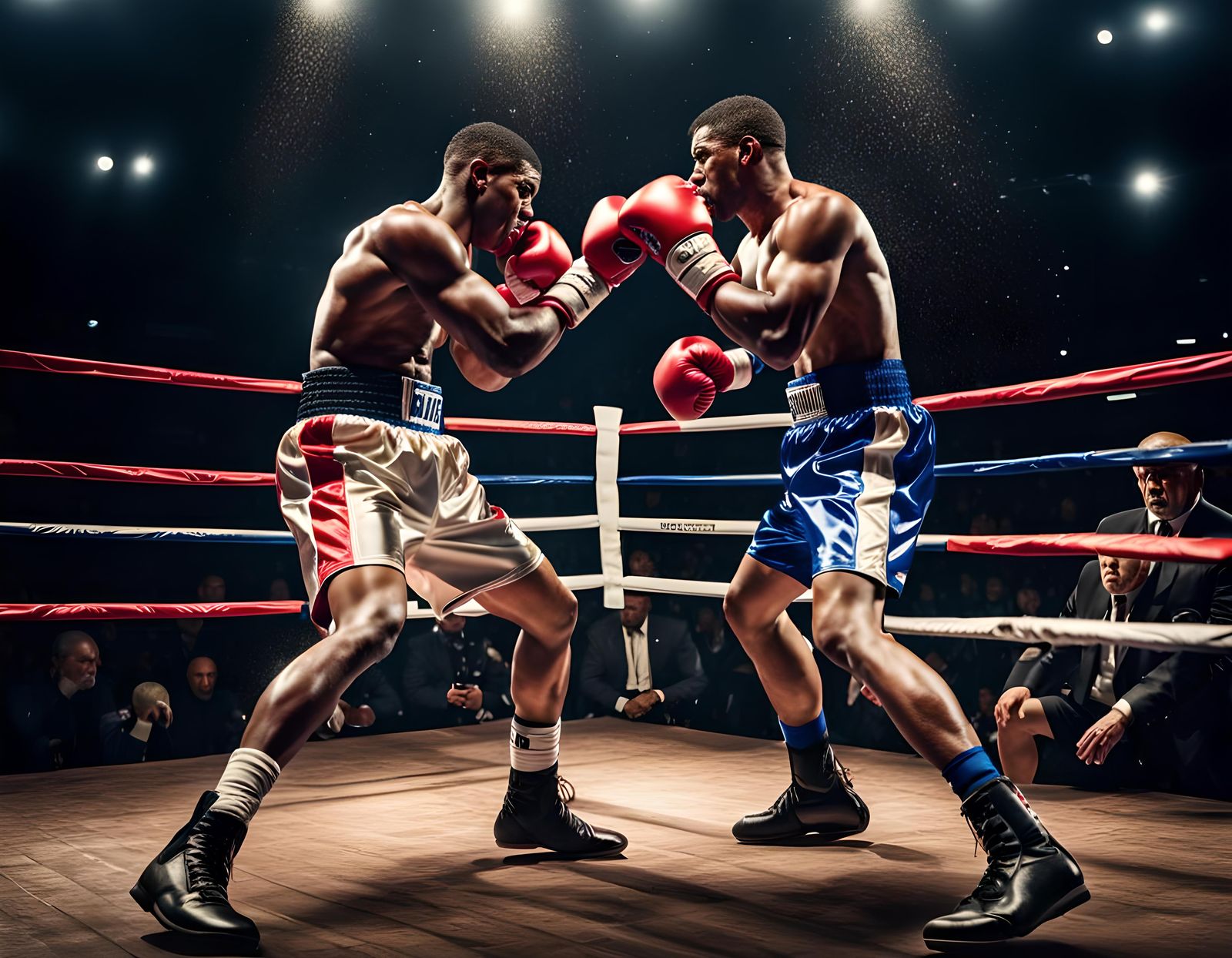 Intense Boxing Match in Hyperrealistic Style