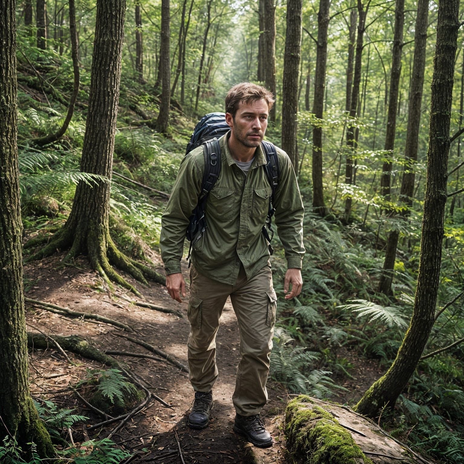 Hiker Embarks on a Difficult Decision in a Dense Forest Land...