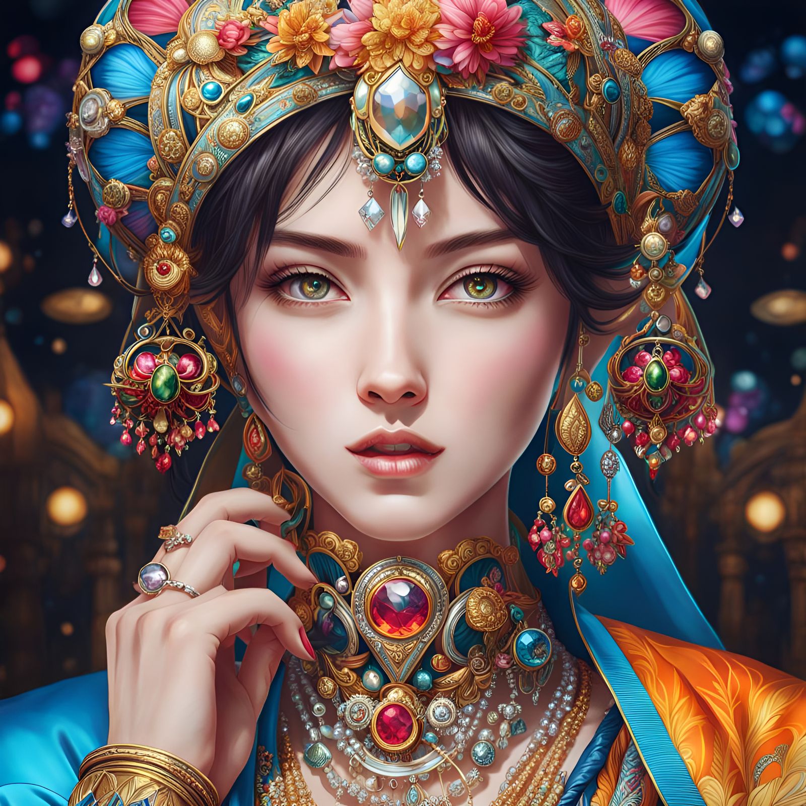 Anime Style Portrait of Woman in Futuristic Clothing