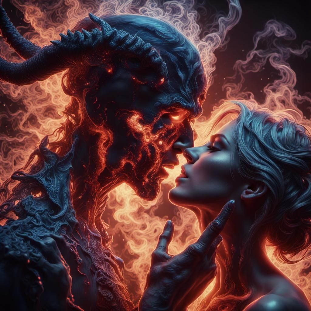 Warlock Kissing Woman: Fantasycore CGI Masterpiece