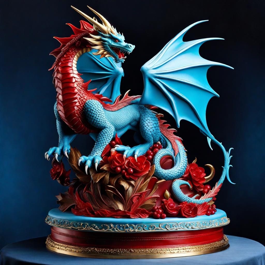 Intricate Dragon Wedding Cake in Art Deco Style