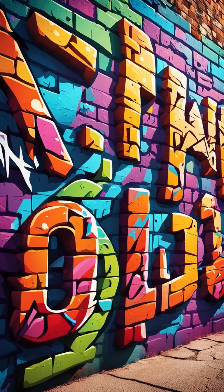 Colorful Graffiti Street Art on Brick Wall