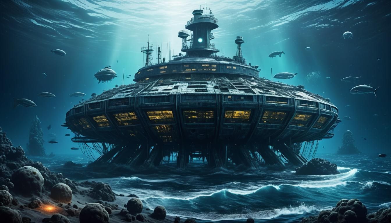 Eerie Alien Base Concept Art in Atlantic Ocean