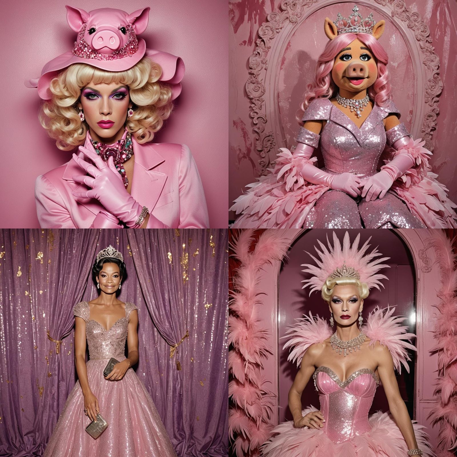 Man Cosplaying as Miss Piggy Character