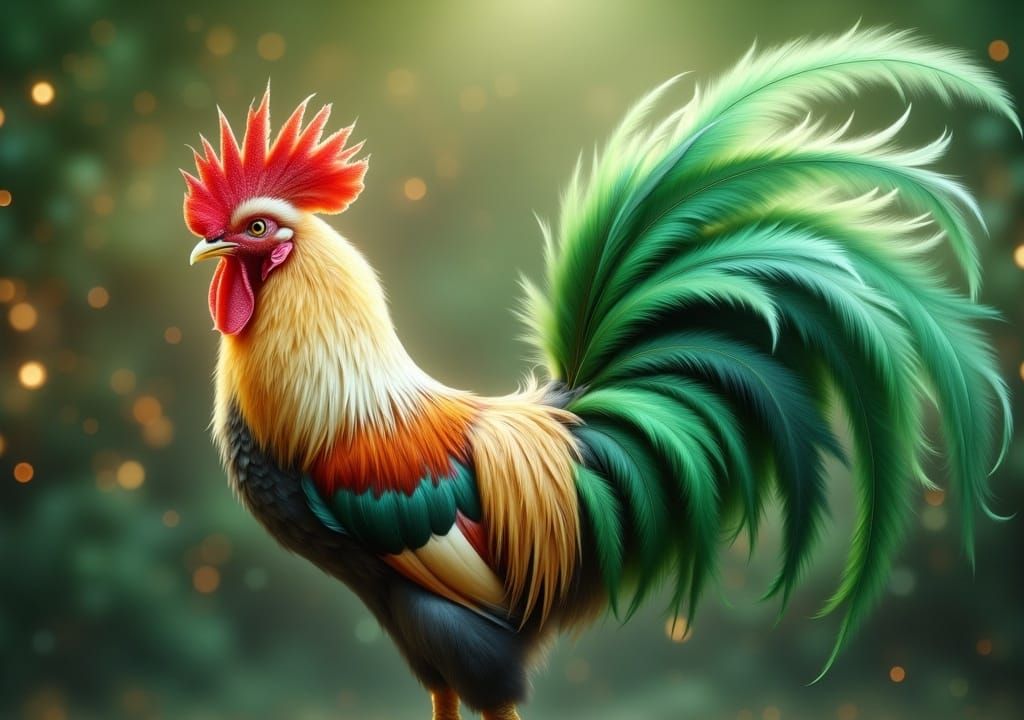 Colorful Rooster Farting Green Gas Cloud