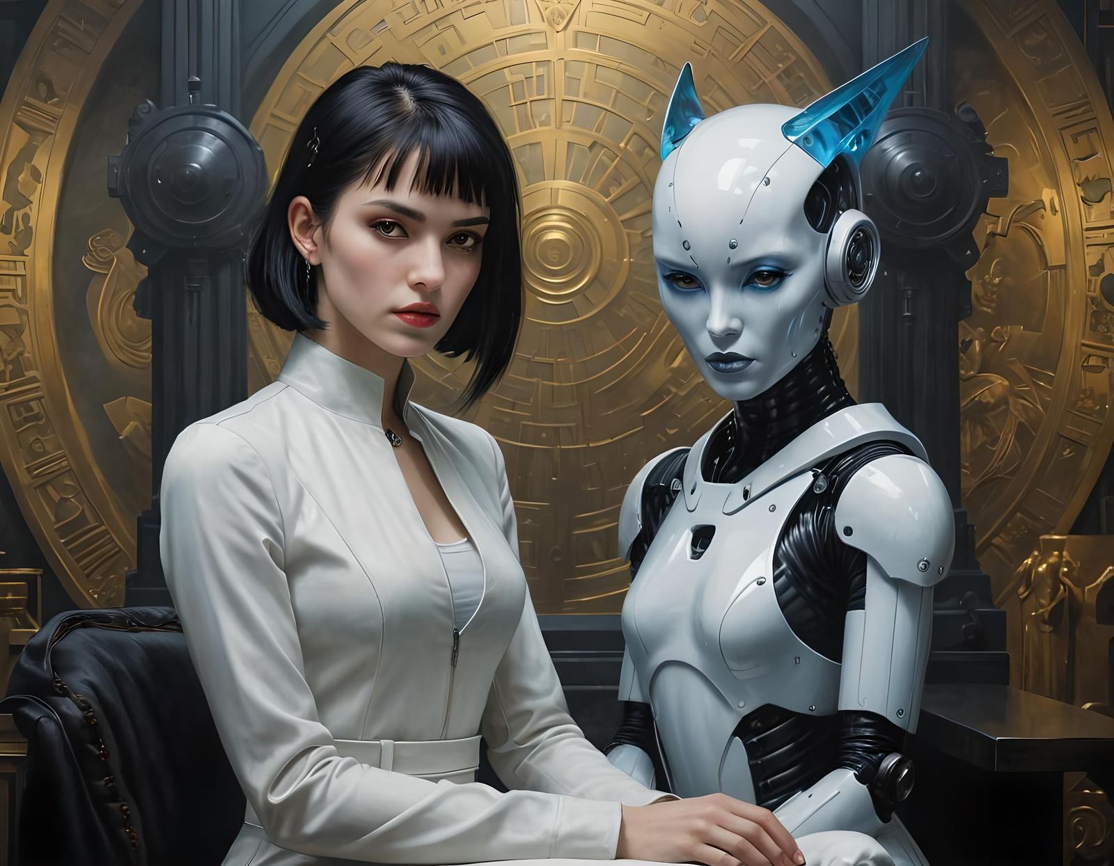 Ethereal Cyberpunk Portrait in Comic Book Style