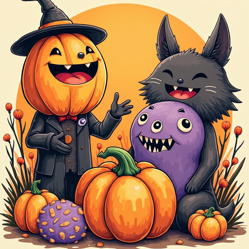 Whimsical Halloween Treats in Classic Comic Style