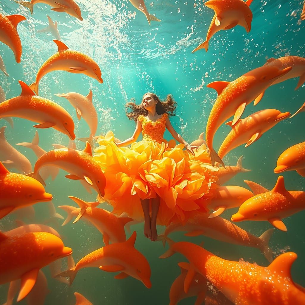 Sugared Swimmer in Soda Sea: A Neon Dreamscape