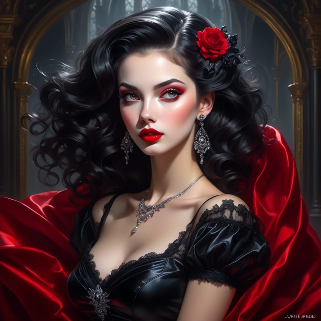 Gothic Woman Portrait in Oil Painting Style