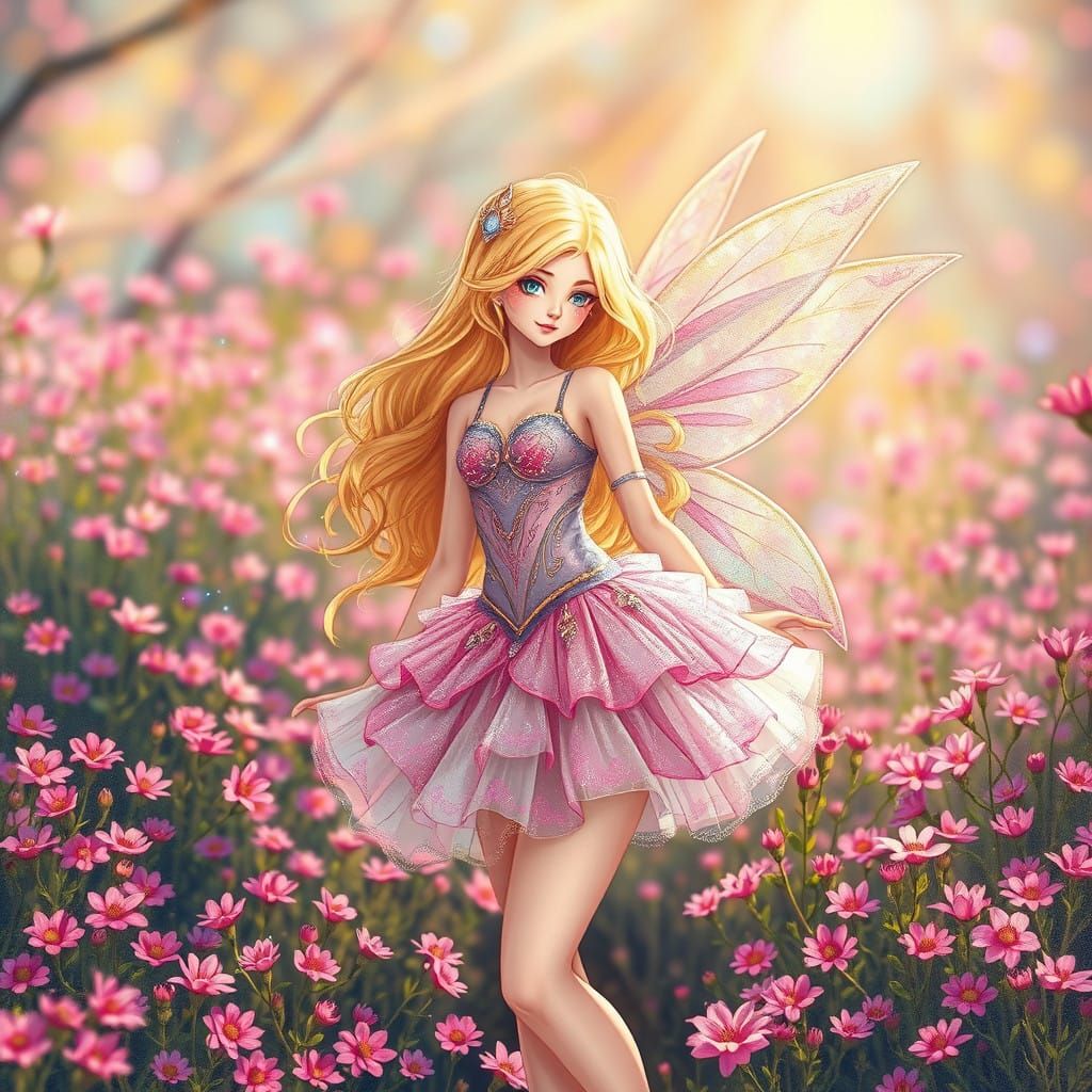Ethereal Fairy Princess Amidst Whimsical Bloom