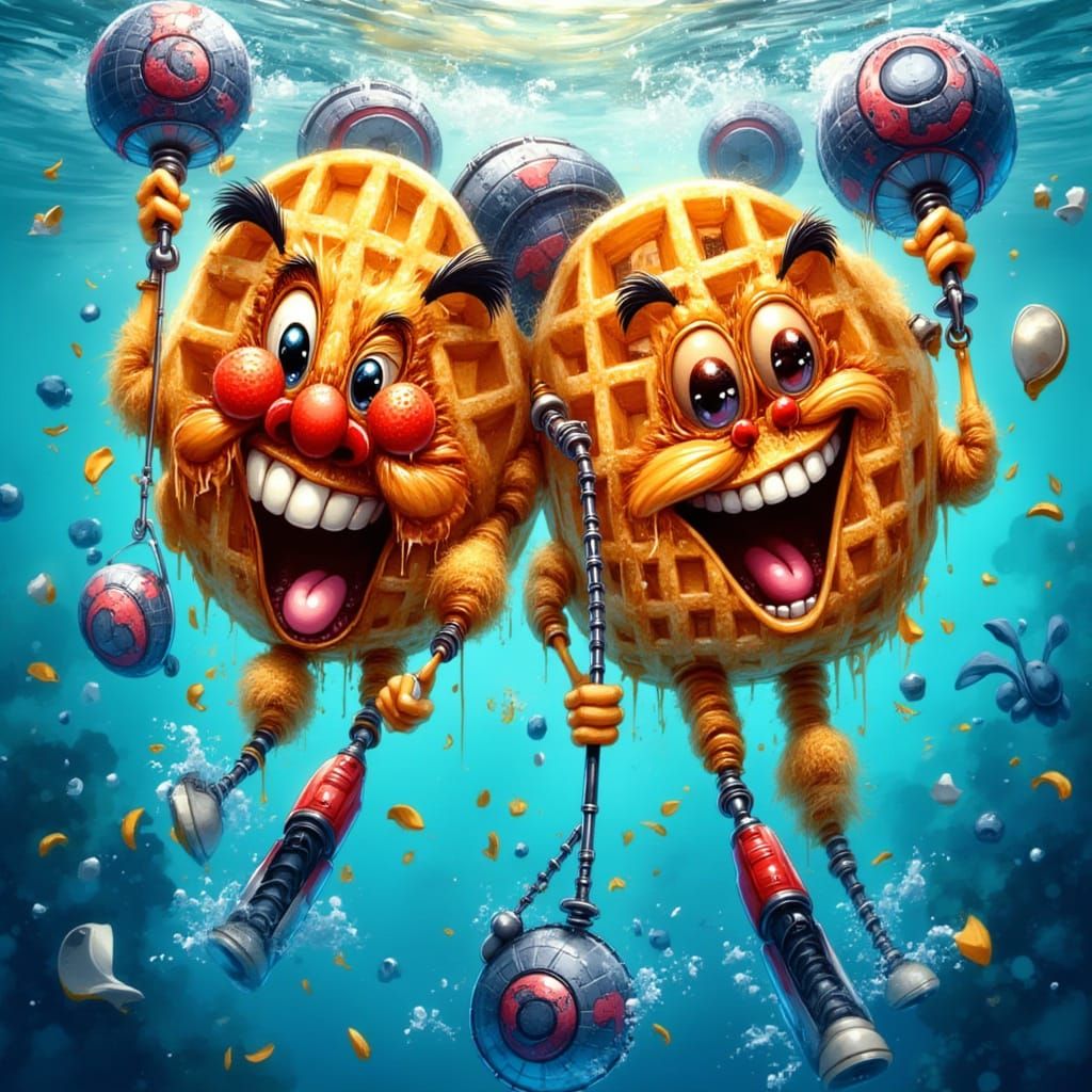 Whimsical Waffles Lift Weights with Dolphin Coaches