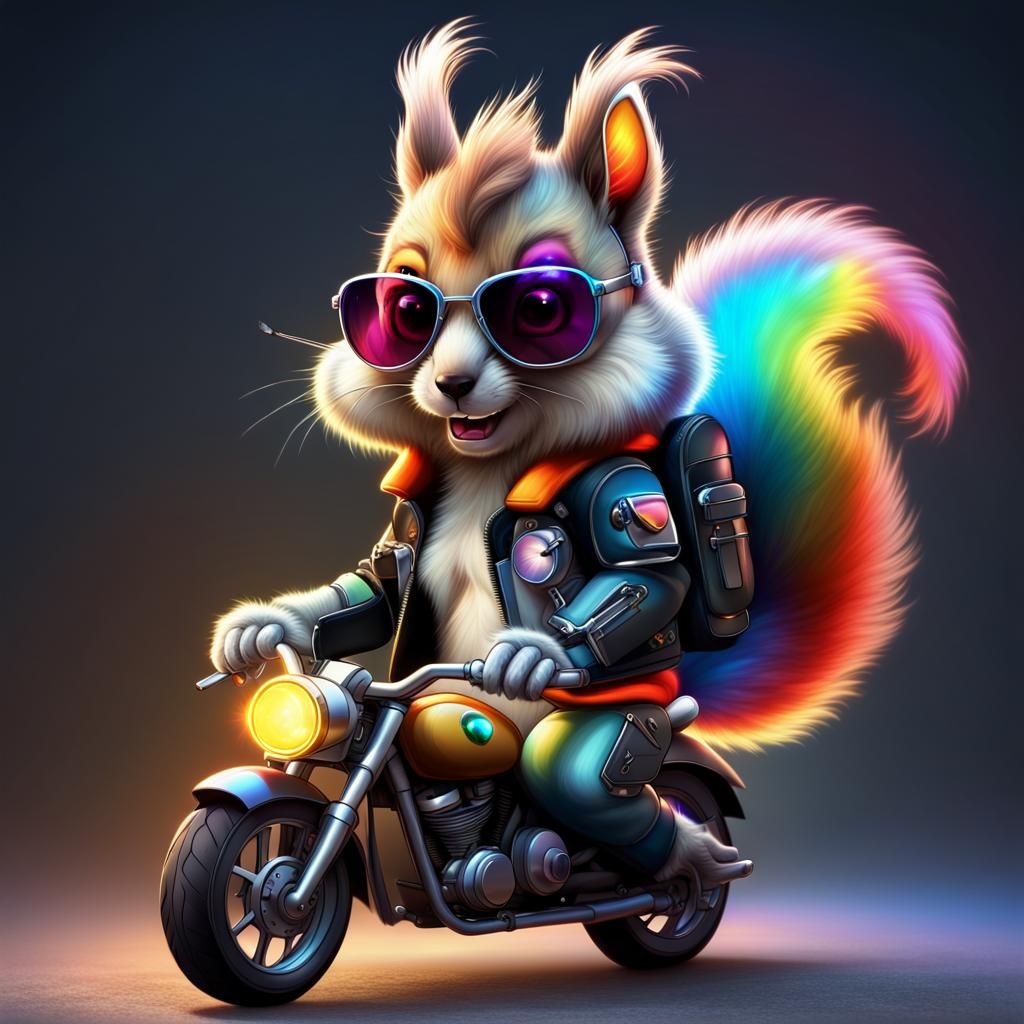 Cute Squirrel with Neon Tail Concept Art
