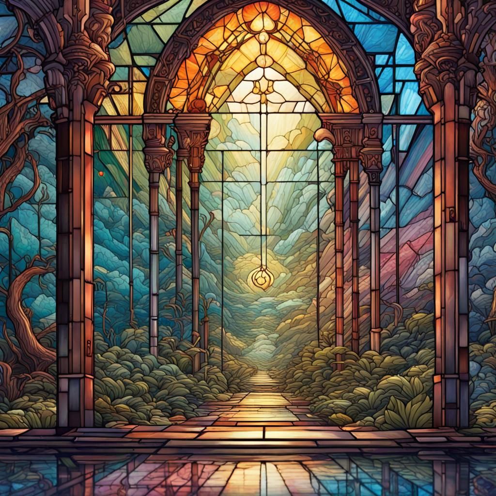 Delicious Peanut Butter Smoothie in Stained Glass Style