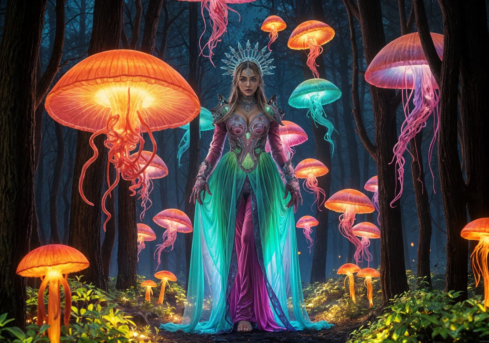Empress of Agartha in Fluorescent Mushroom Forest