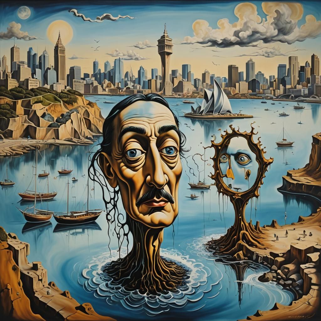 Surreal Sydney Harborfront Inspired by Oil Painting