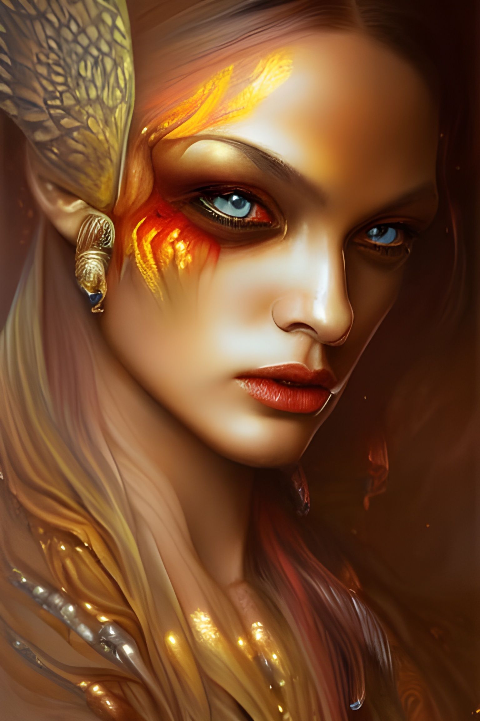 Fiery Priestess Portrait in Hyper-Detailed Fantasy Art