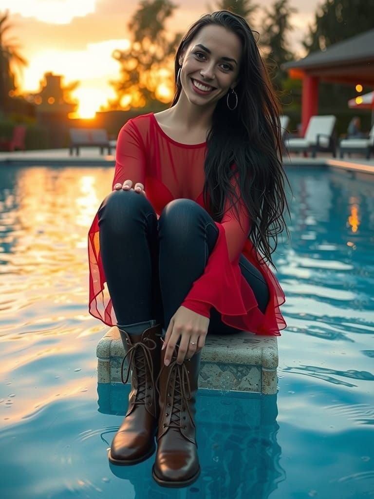 Sultry Summer Sunset Poolside Siren
