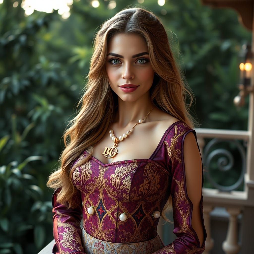 Seductive Noblewoman in Medieval Splendor