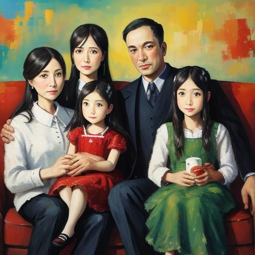 Family Portrait in Alcohol Ink Style