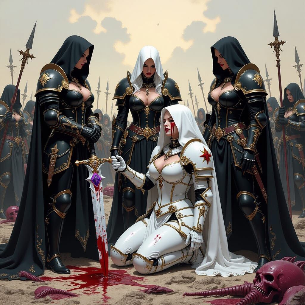 Adeptus Sororitas Battlefield Scene in Gothic Style