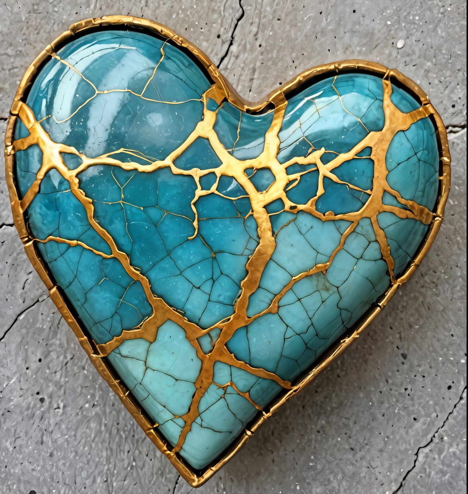 Kintsugi Heart Raku Art Object