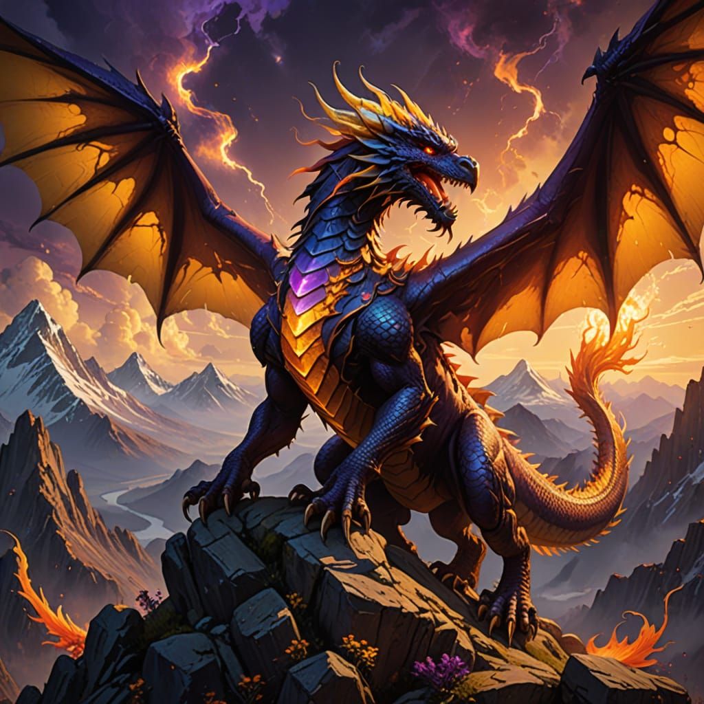 Dragon and Phoenix Dance: Dark Fantasy Art