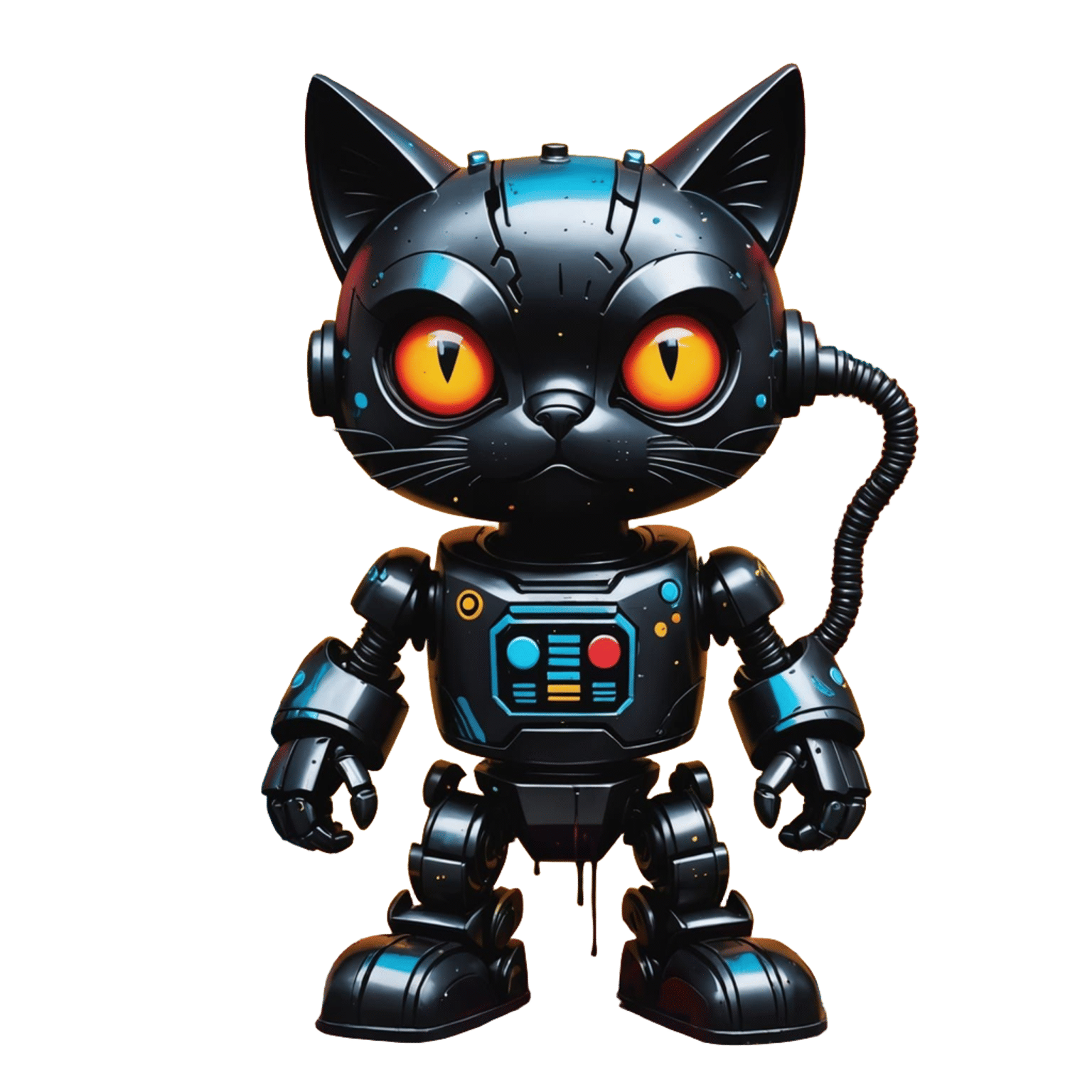 Halloween Robot Black Cat in Graffiti Art
