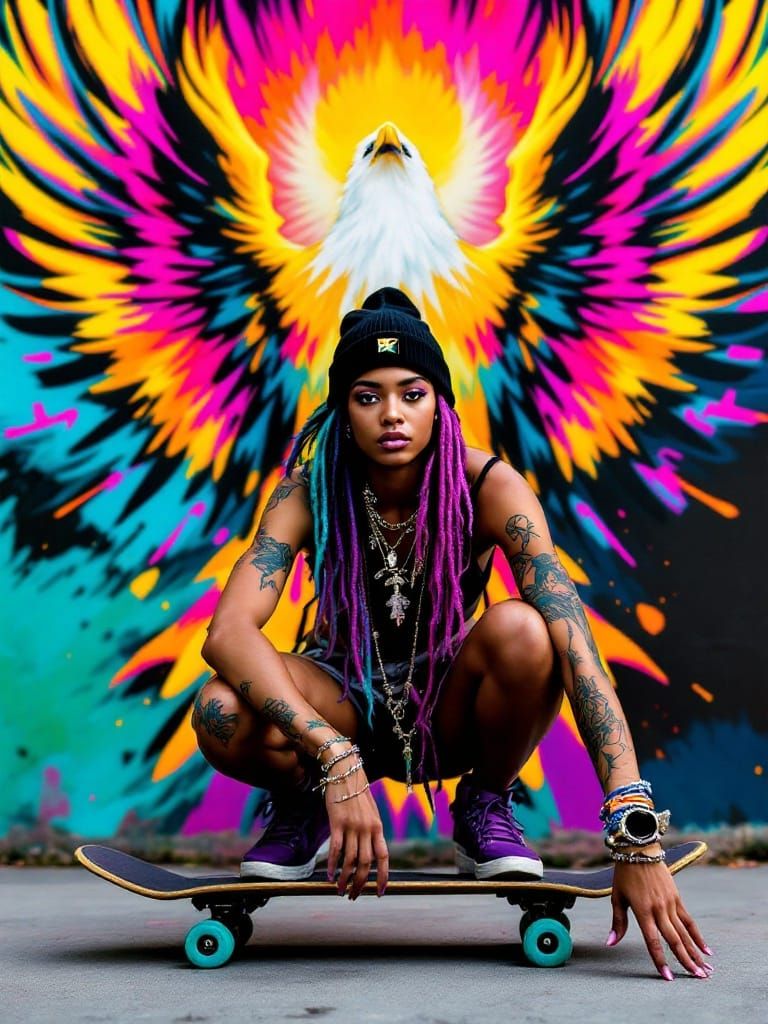 Vibrant Street Icon in Neon Rebellion