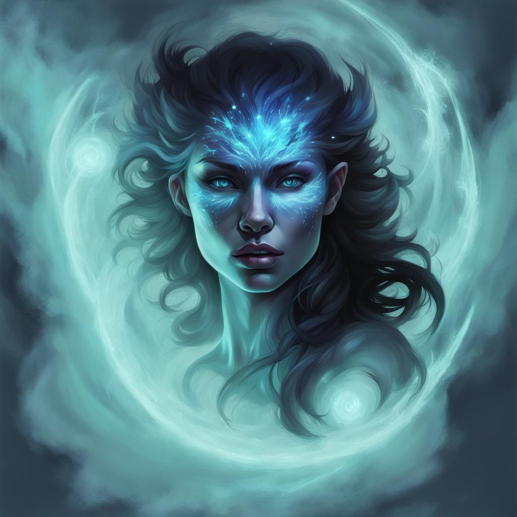 Ethereal Glowing Werebear with Bioluminescent Moon