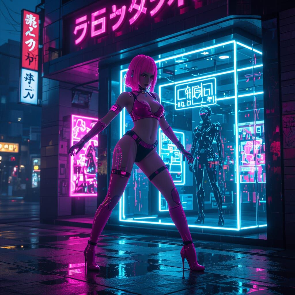 Neo Tokyo Hologram Dances at Dusk