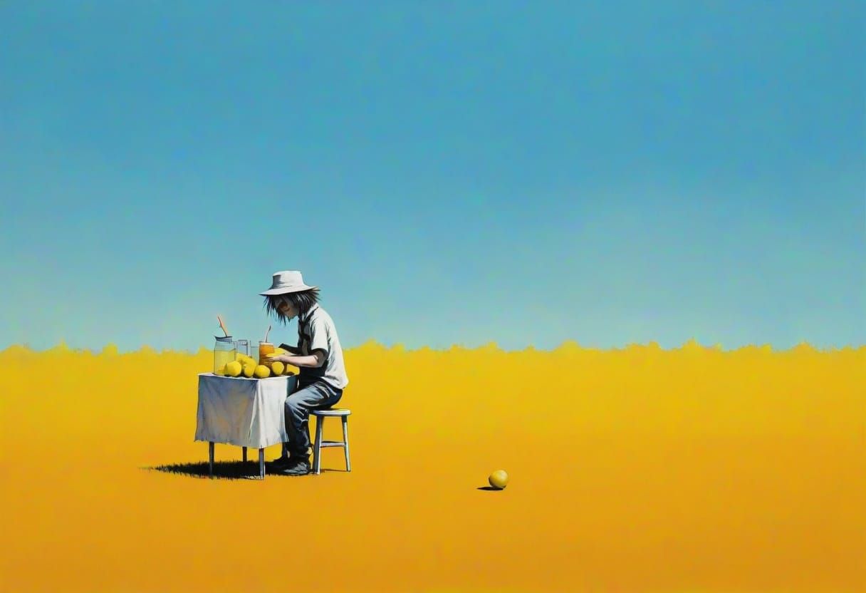 Whimsical Lemonade Stand in Stephen Gammell Style