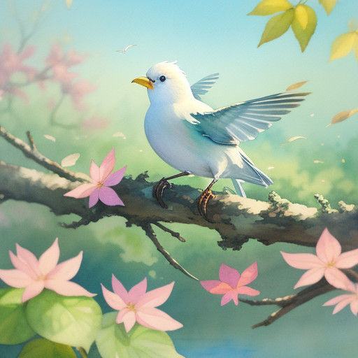 Delicate Anime Bird Takes Flight