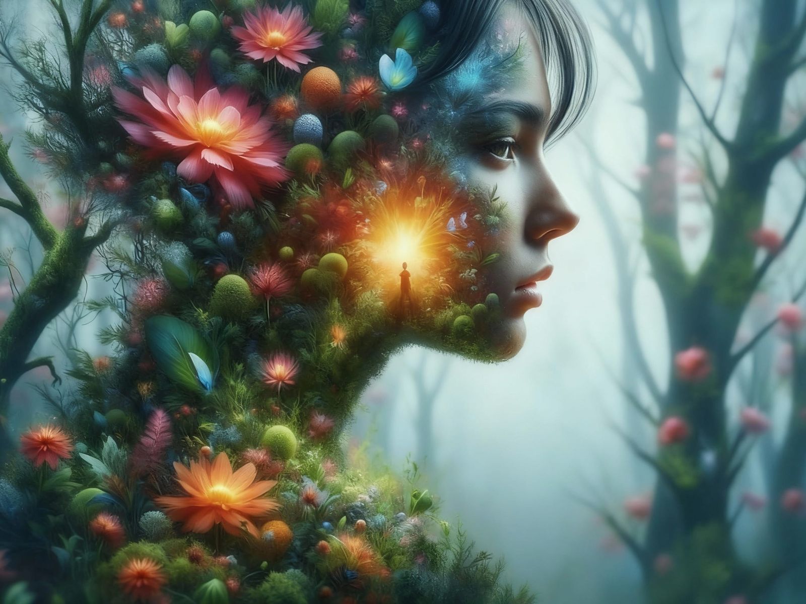 Fairy Silhouette with Enchanted Land Inside